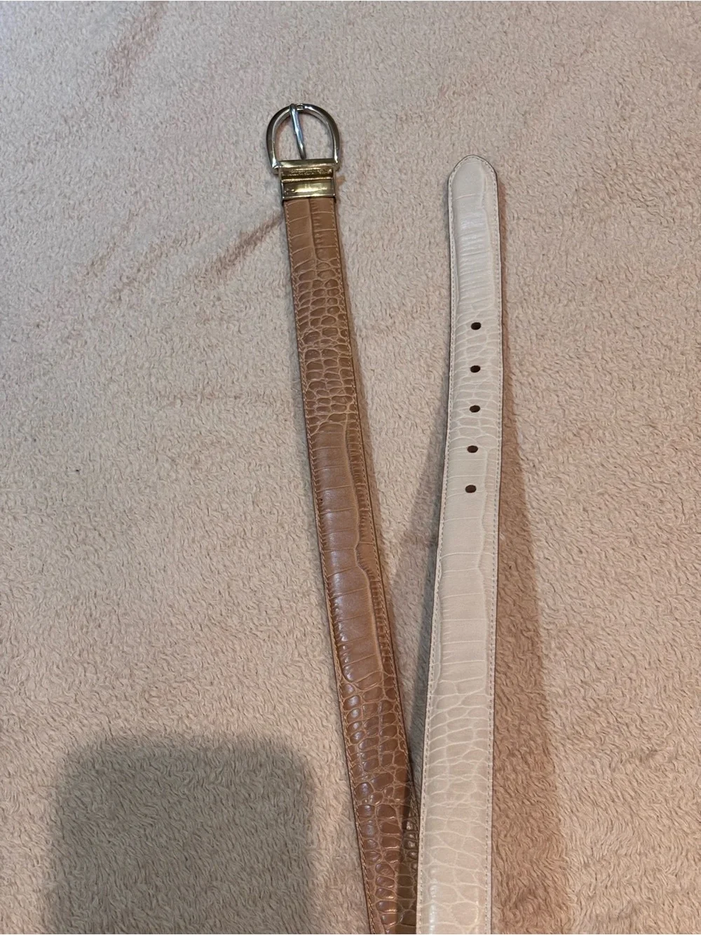 Lauren Ralph Lauren RLL Reversible Croc Embossed Belt Tan & Cream – 37”